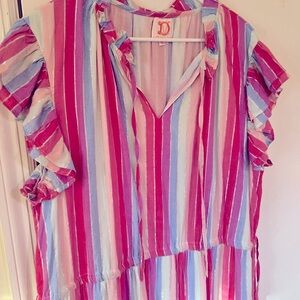 Victoria Dunn Striped Rainbow Maxi Dress